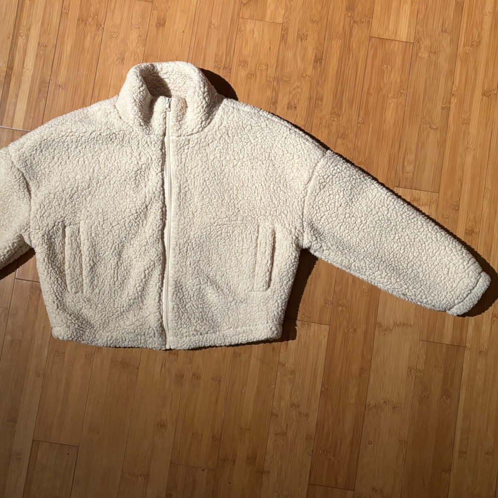 Harper Heritage | Beige Tan Teddy Bear Cropped Jacket Zip Front